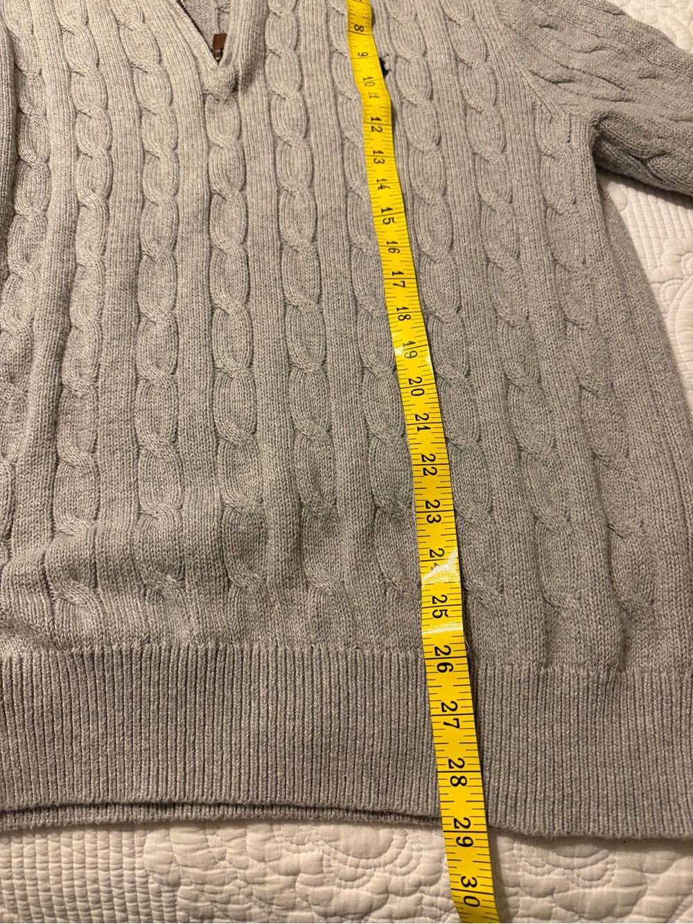 Polo by Ralph Lauren Men’s Light Gray Cable-Knit Quarter-Zip Sweater - Picture 5 of 5